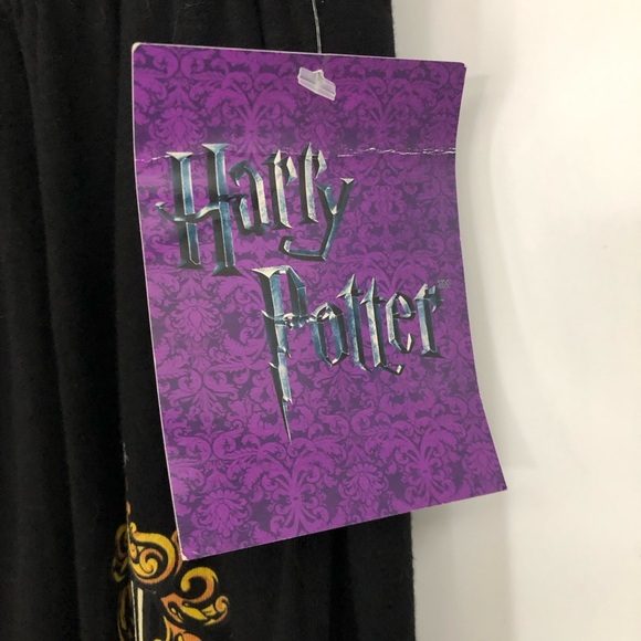 Harry Potter 2XLT hufflepuff Men's  Black Lounge Pants gold 0801 - Picture 5 of 11